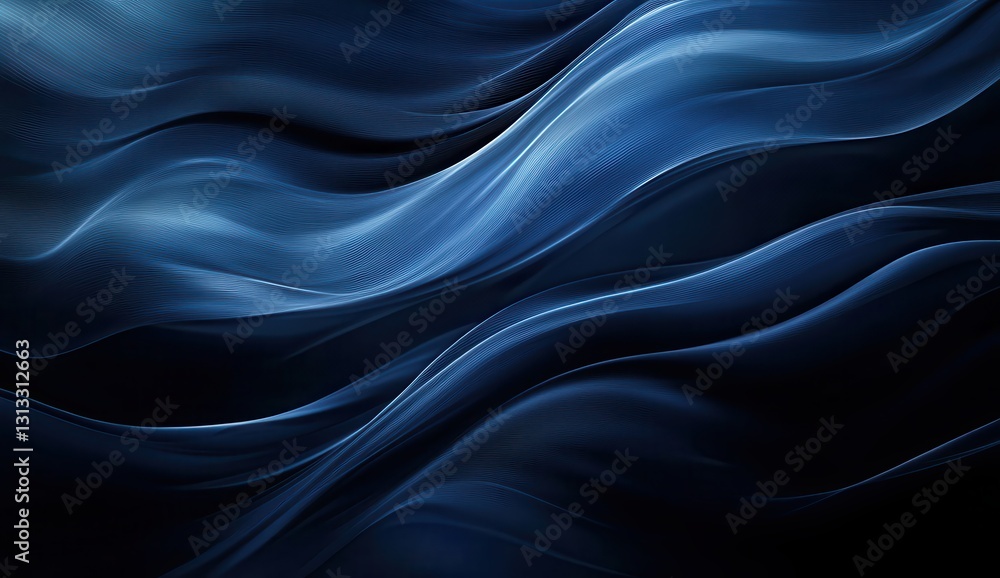 Poster abstract flowing waves in shades of blue with smooth gradients and ethereal light for dynamic backgr