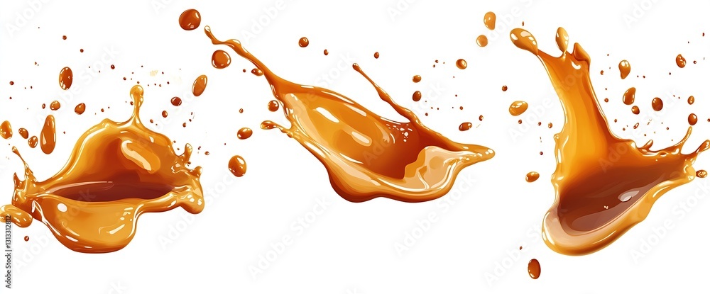 Poster appealing caramel sauce splash graphics perfect for advertising and food related projects : generati