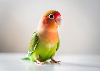 Naklejka premium Minimalist Lovebird Portrait: Domestic Pet Bird Photography