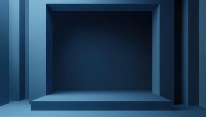 Abstract geometric background in cool blue tones with three-dimensional shapes and clean lines perfect for artistic or architectural concepts