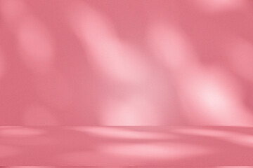 Fototapeta premium Wall interior background, studio and backdrops show products.with shadow from window color pink background for text insertion and presentation interior decoration 
