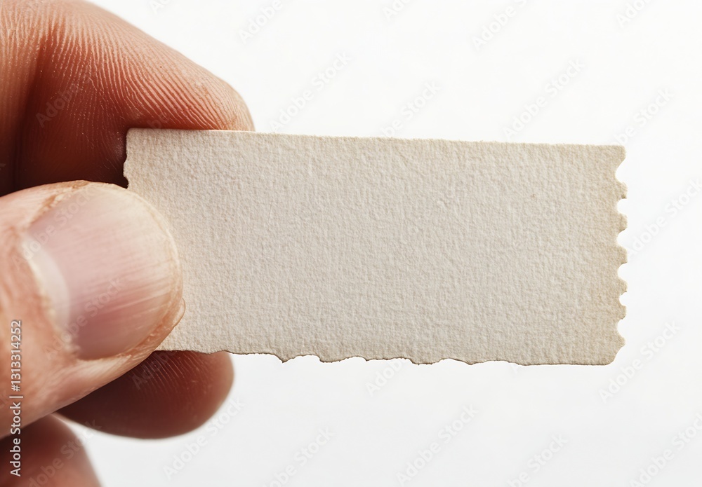 Aufkleber Close up image of a textured blank paper card held in a person's hand with a warm and inviting feel : Generative AI