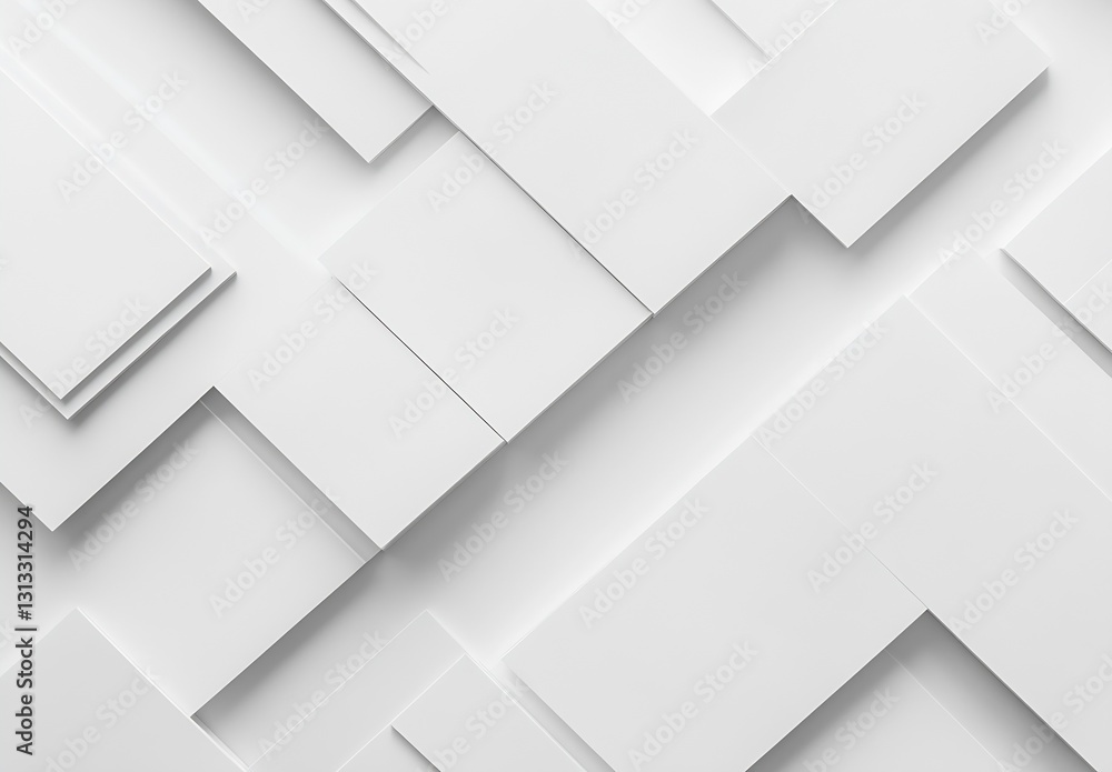 Aufkleber minimalist white geometric background with layered shapes and clean lines : generative ai