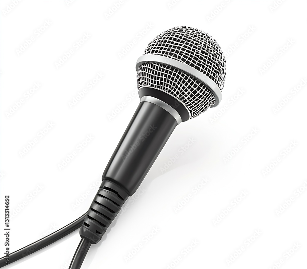 Poster High Quality Microphone with a Black Cord Ideal for Recording and Performing : Generative AI