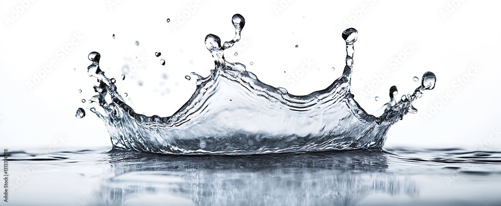 Poster Beautiful highresolution image of an elegant water splash creating a crown effect on a reflective surface : Generative AI