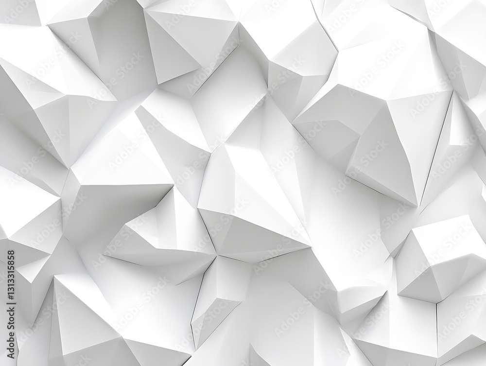 Poster Intriguing CloseUp of a Polished White 3D Surface Composed of Geometric Angular Forms : Generative AI