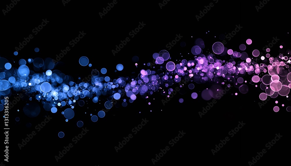 Poster Dynamic abstract background with colorful bokeh effects in blue and pink hues on a dark backdrop : Generative AI