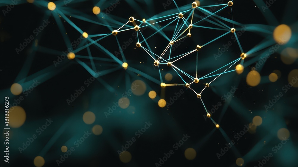 Aufkleber abstract network connections with lights and shadows in dark background