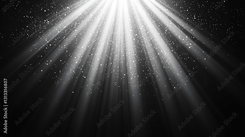 Poster Soft glowing rays of light falling from a dark sky creating a serene atmosphere : Generative AI