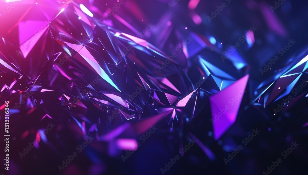 Aufkleber abstract geometric shapes with vibrant light reflections and dynamic colors creating a futuristic ba