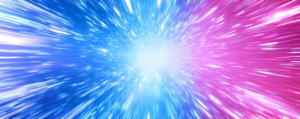 Dynamic blue and pink light burst abstract background providing a sense of speed and movement : Generative AI
