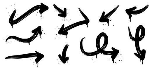 collection of Spray painted graffiti Arrow in black over white. isolated on white background. vector illustration © Receh Lancar Jaya