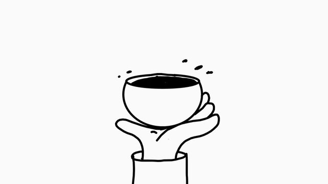 hand drawn cartoon animation cup of coffee