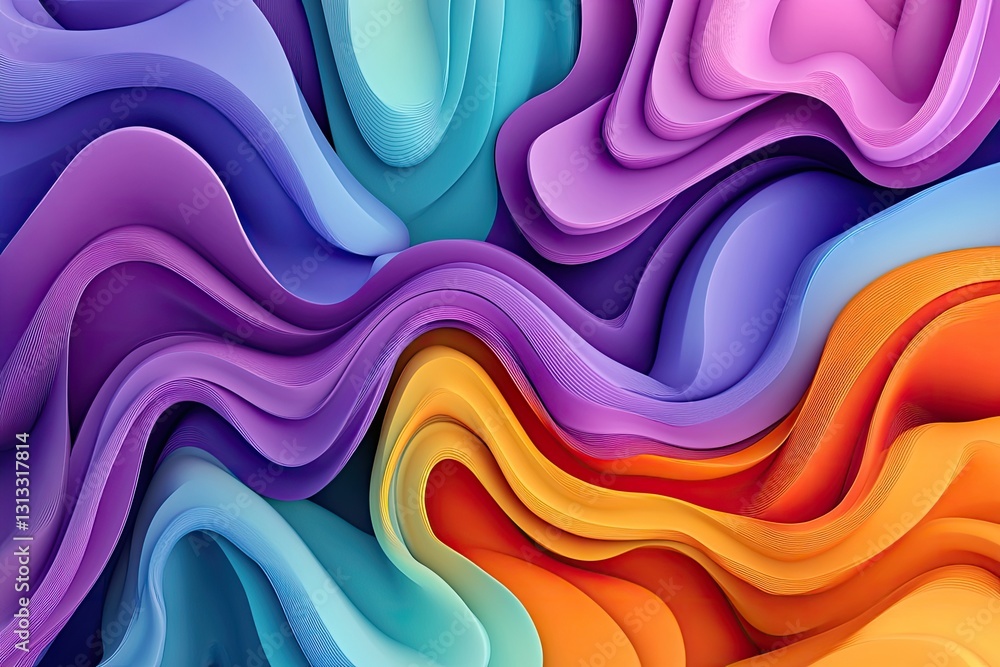 Poster Abstract colorful wavy shapes