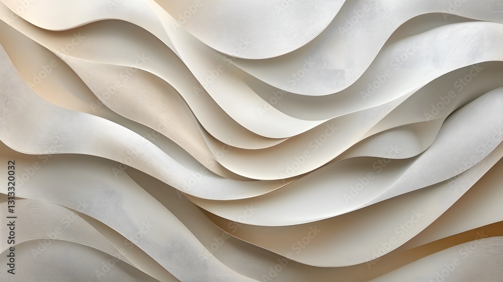 Poster elegant layered flowing abstract forms of soft neutral colors