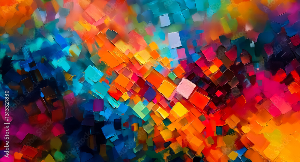 Aufkleber vibrant abstract artwork featuring colorful squares in a dynamic composition. rich texture and broad