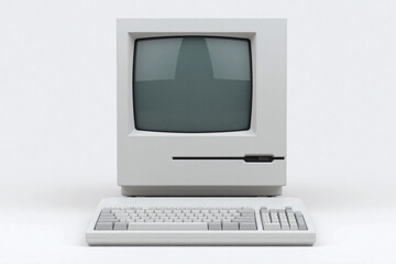 old computer with a keyboard and monitor