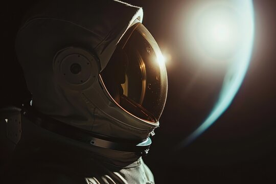 Astronaut Gazes at a Distant Bright Object in Space