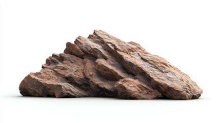 Realistic Brown Rock Formation Isolated on White Background
