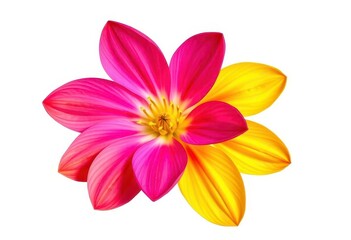 Naklejka premium A single vibrant bloom, petals perfectly formed, isolated on pure white, detail, graphic