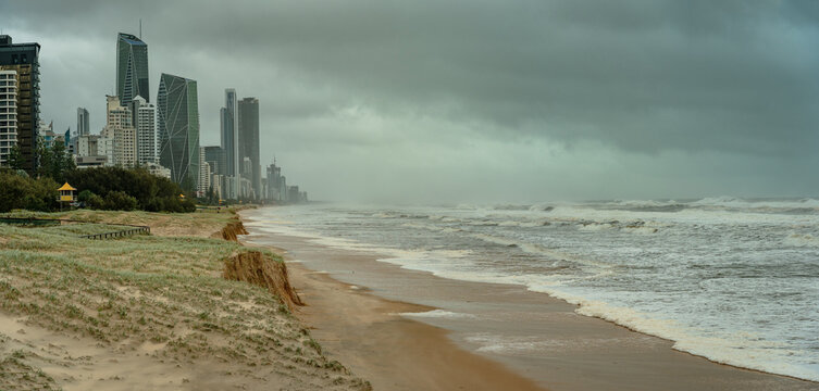 Gold Coast, QLD, Australia - Stormy weather with cyclone Alfred approaching