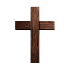 A wooden cross on a white or transparent background, Easter, Happy Easter, Easter Bunny, Easter Sunday.