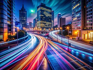 Obraz premium Night Lights Flowing Lines Abstract Cityscape Photography