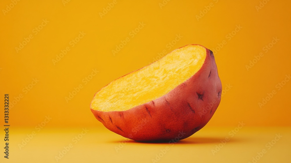 Poster vibrant red fruit set against a bright yellow background capturing attention with its unique color a