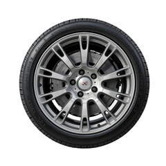 Obraz premium Car wheel on alloy disc with tyre isolated on white background. Illustration design. 