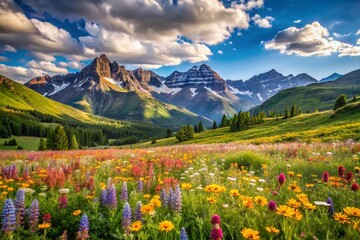 Fototapeta premium Panoramic Colorado Landscape: Majestic Mountain Range and Vast Sky