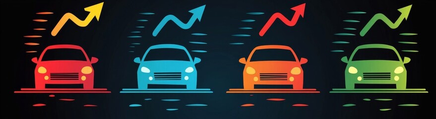Sleek, contemporary car temperature icons created in flat and silhouette styles