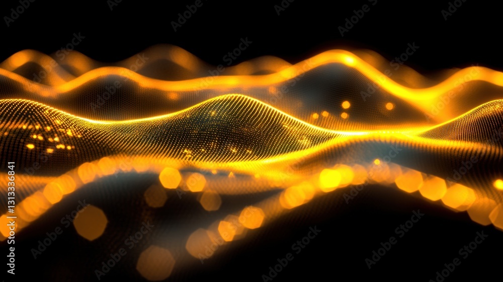 Aufkleber flowing golden waves shimmer with light, creating an enchanting abstract composition that evokes a s
