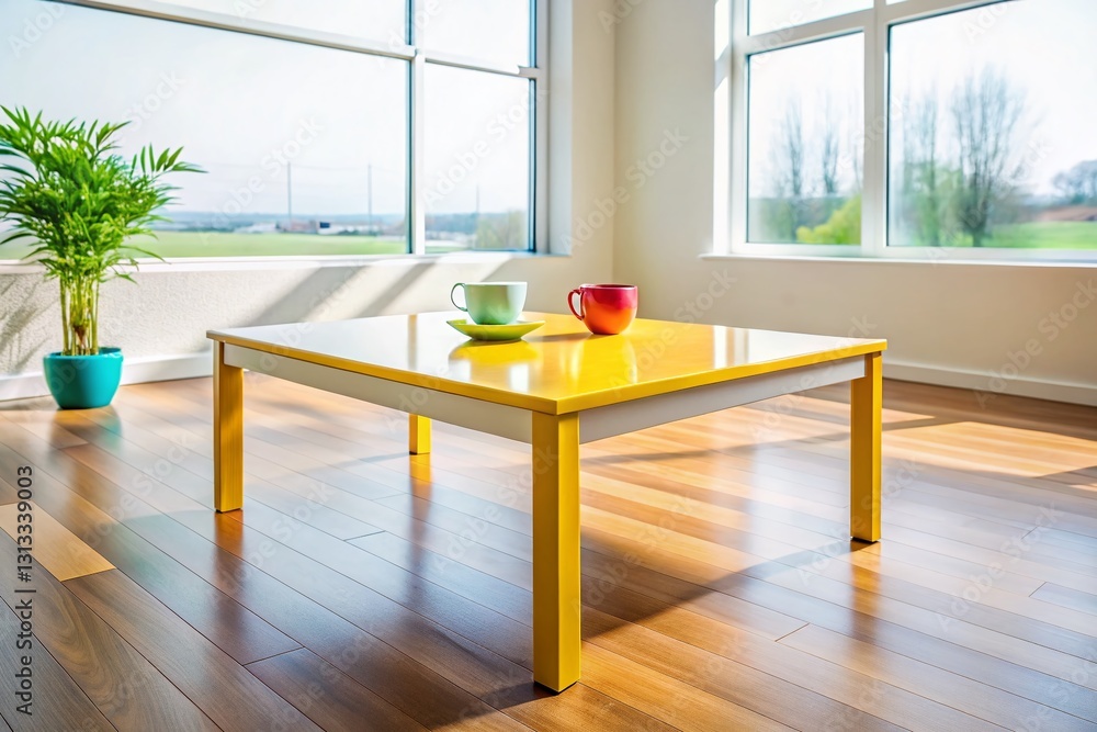 Poster panoramic view of isolated coffee table in minimalist setting