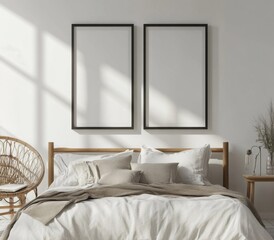 Modern bedroom with framed prints (1)