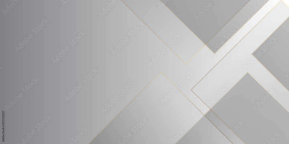 Poster Abstract white and grey triangle overlay texture background. Modern elegant golden stoke banner background with creative design and shiny lines.Light gray triangle abstract subtle vector background..	
