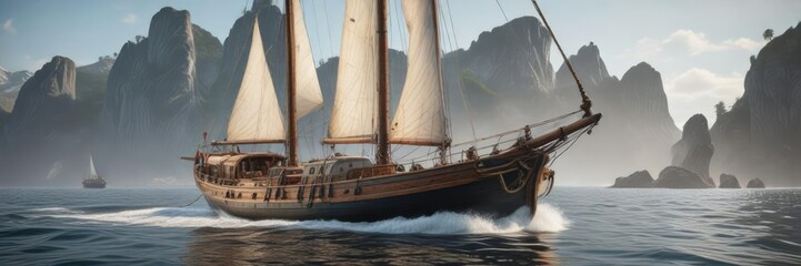 Obraz premium Klassisches Segelboot mit markantem Anker und Lüftungsschlitze, sailing yacht, boat anchor