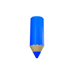 3d rendering icon illustration blue crayon with angle 2