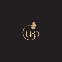 initial line logo UP monogram wedding concept letter modern circle floral