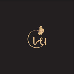 initial line logo TU monogram wedding concept letter modern circle floral