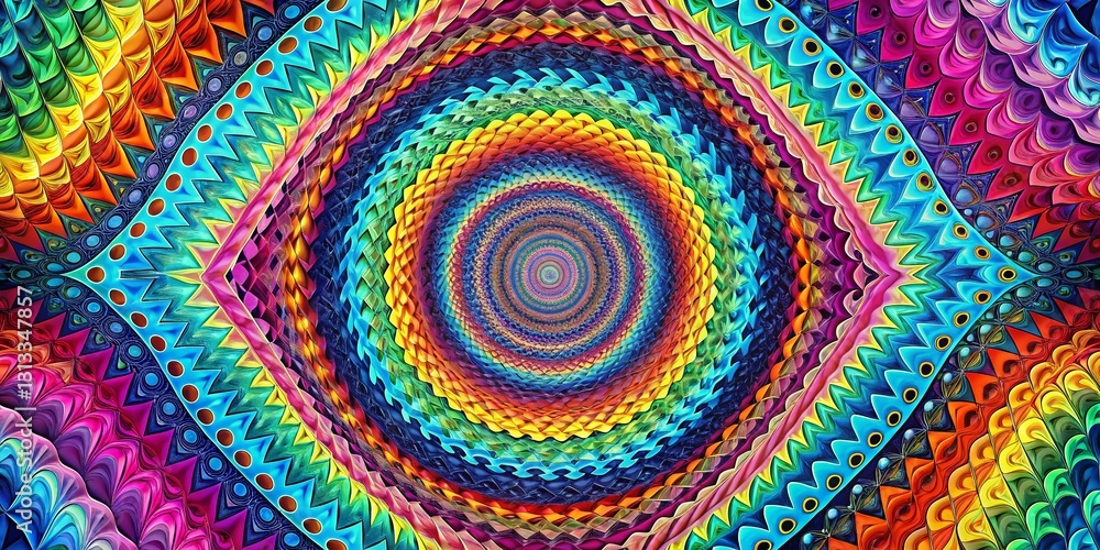 Poster psychedelic argyle surreal background with copy space - left-aligned design element