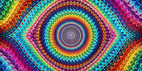 Psychedelic Argyle Surreal Background with Copy Space - Left-Aligned Design Element