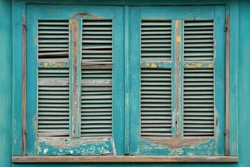 Abandoned old house with broken shutters on the Camino de Santiago in Galicia Spain