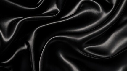 Obraz premium Black Satin Fabric Texture with Smooth and Shiny Surface
