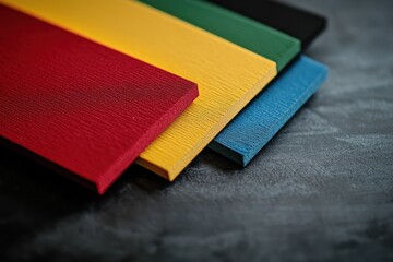 Fototapeta premium Acoustic panel samples in red green black yellow and blue