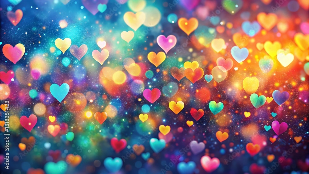 Poster romantic abstract pointillism valentine's day pattern - bokeh background