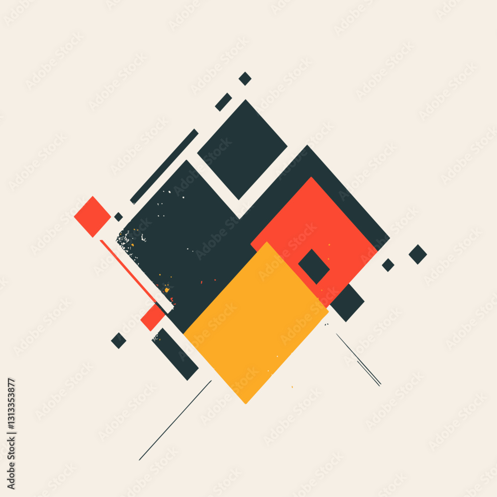 Aufkleber geometric retro abstract art background with squares and lines design