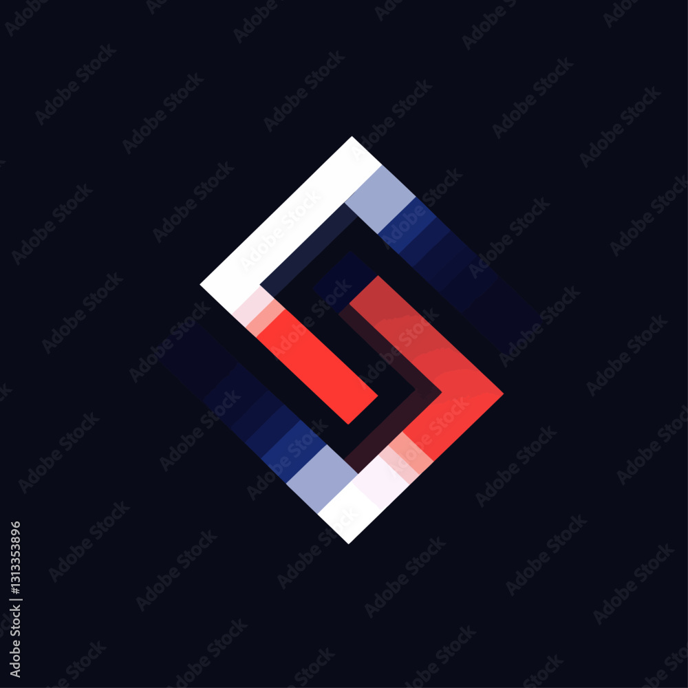Poster abstract interlocking geometric shape with gradient color overlay art