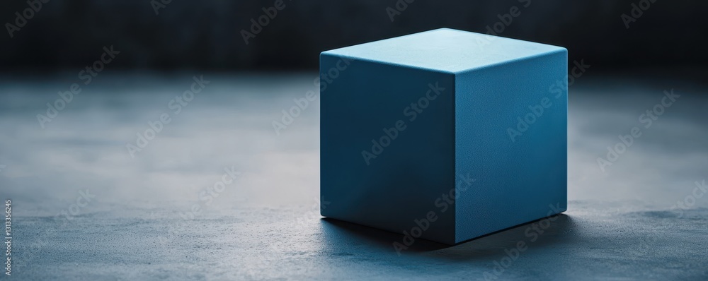 Aufkleber a simple blue cube sits on a textured surface, showcasing a modern and minimalistic design.