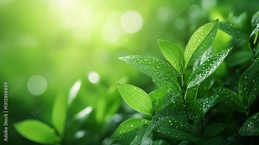 Poster clean green background with soft textures and gentle light, ideal for product display in a natural e