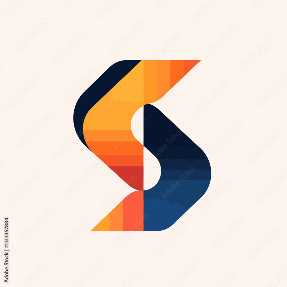 Poster abstract s shape logo with vibrant gradient and modern design elements